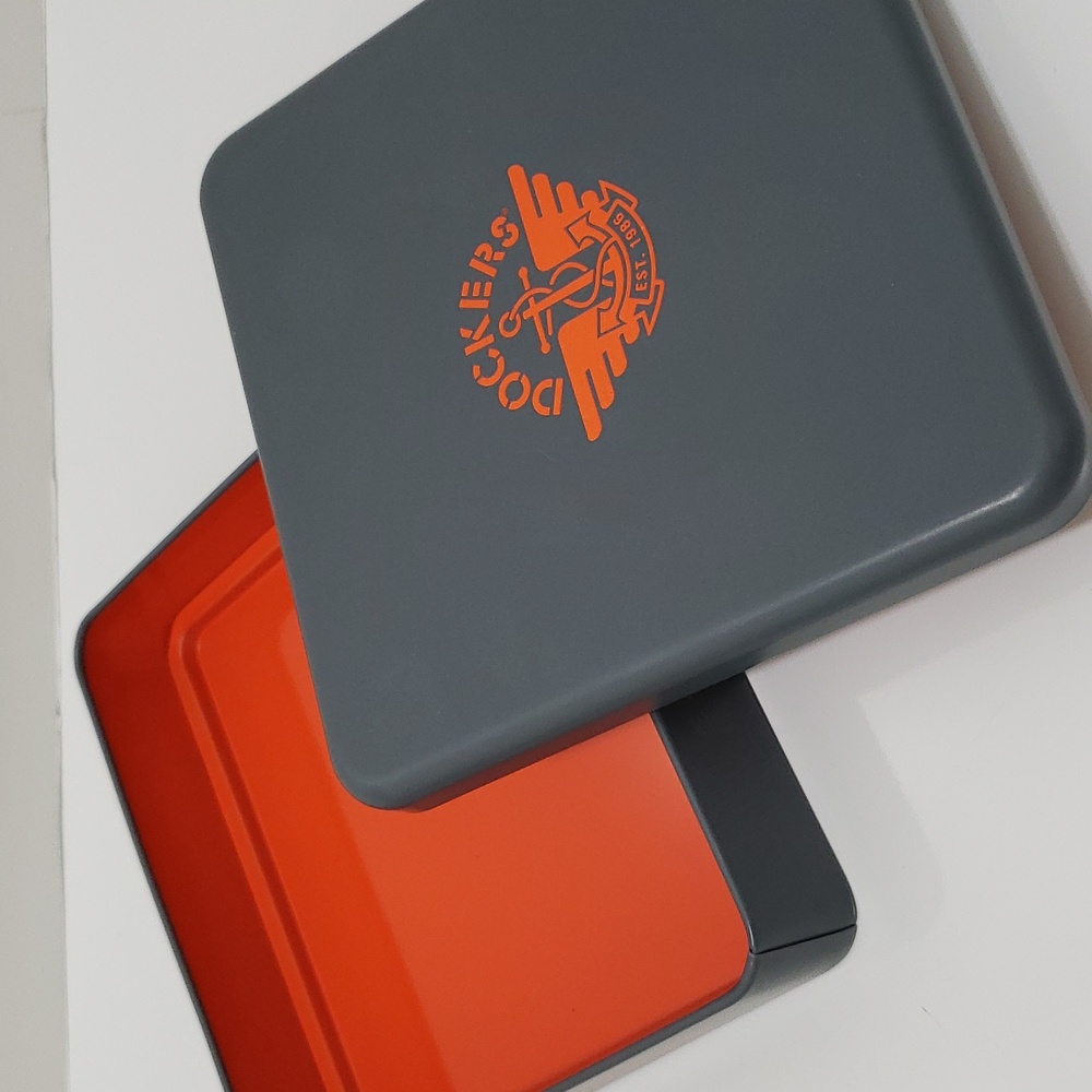 Dockers Gray and Orange Metal Box